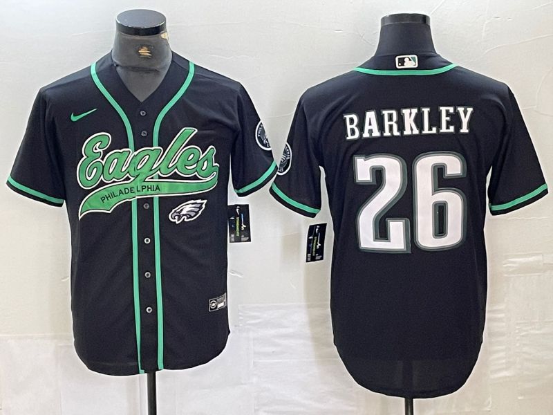 Men Philadelphia Eagles #26 Barkley Black 2024 Nike Co branded NFL Jersey style 3